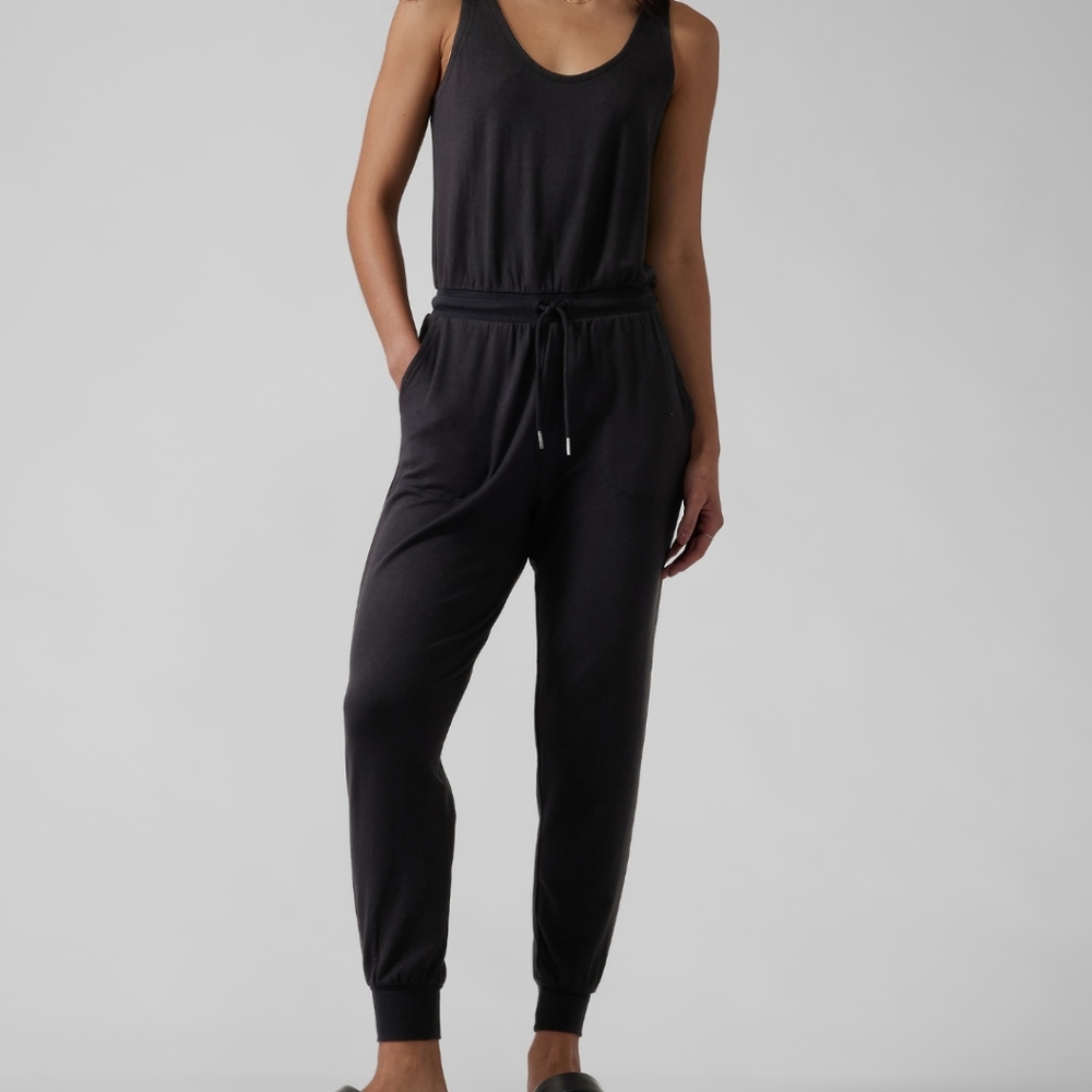 Athleta Balance Black Sleeveless Jumpsuit